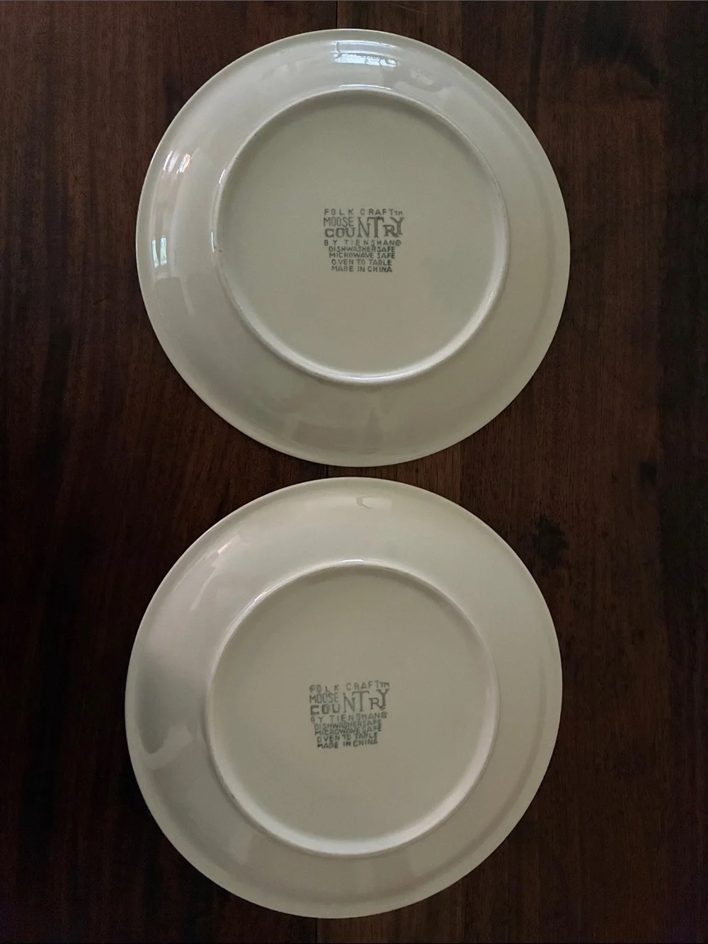 Set of 2 Folk Craft Moose Country by Tienshan Green Dinner Plates